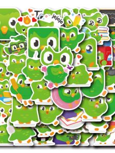 สติ๊กเกอร์วัสดุกันน้ำ Duolingo Creative Decorative Stickers 55 แผ่น สำหรับตกแต่งกระเป๋า แก้วน้ำ เครื่องคอมพิวเตอร์