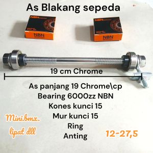 As sepeda belakang set Bearing BNB 6000zz +kones+mur+ring+anting as warna Chrome