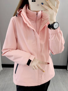 Womens Three-in-One Detachable Snowsuit Thickened Fleece Lined Mountain Climbing Jacket Coat Two-Piece Set Autumn Winter