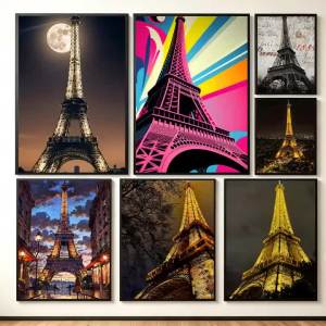 Iconic Landmark E-Eiffel Tower Poster Lightweight Self‑Adhesive PP Wall Decal for Study Living Room Bedroom Decor Gift