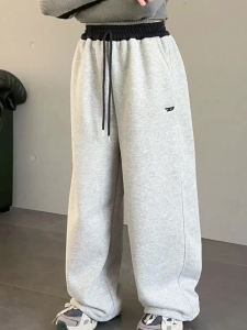 Kids Girls Pants 7-16years Teens Casual Sports Pants New Style Thick Cotton Grey Pants Baggy Pants Loose Pants Wide Leg Trouser Elasticated High Waist Pants New Fashion Pants Aesthetics OOTD