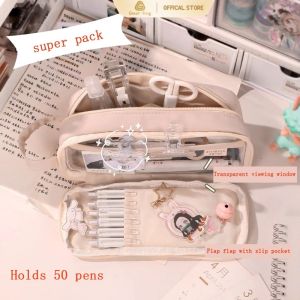 INS Pencil Case Large Capacity Pencil Case Simple Japanese Stationery Storage Bag School Office Supplies