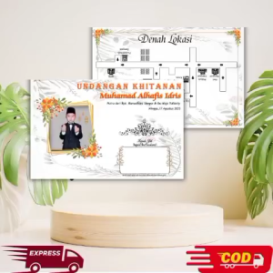 (50 Pcs) Undangan Sunat/Khitanan lipat bentuk Landscape harga murah proses cepat dan mudah kode 3