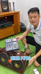 [Tặng Dây Hoa Sen] Mixer F4 USB Phiên Bản Cao Cấp Tích Hợp Bluetooth Cho Karaoke Gia Đình Livestream FB Bigo