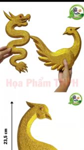 Phôi Rồng Công Mẫu Quay Đầu Bằng Xốp Cách Điệu Dày 25cm Phủ Nhũ Kim Tuyến Điêu Khắc 2 Mặt Trang Trí Tháp Oản Mâm Hoa Quả Bánh Kẹo Nước Ngọt Thích Hợp Làm Đồ Thủ Công DIY Decor