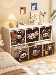 Labubu ชั้นวางของแบบมีช่องสี่เหลี่ยมขนมเปียกปูนสไตล์โซฟาใหม่ 2025 กล่องเก็บของสำหรับเสื้อผ้าและของเล่น ตู้สำหรับจัดระเบียบ