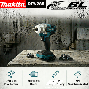 Makita | Makita DTW285 18V Brushless Impact Wrench 1.7kg Lightweight 280Nm 3-Speed For Makita 18V Battery Workshop