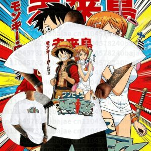 Bandai | One Piece Anime Graphic T Shirt Men Women Luffy Nami Cartoon Print Cotton Short Sleeve Tee 2026 Summer Streetwear Casual Top Y2k
