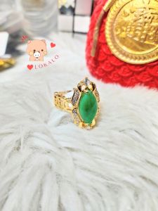 (Có Video) Nhẫn Nữ Cẩm Thạch Xanh Mạ Vàng 18k  Cao Cấp - Lokalo - Làm Sáng Lên Bàn Tay Chị Em 21922