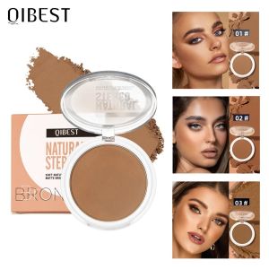 QIBEST Kem Contour Palette Dark Bronzing Powder Highlighter Bronzer Trang Điểm Lâu Trôi Trên Khuôn Mặt Kem Che Khuyết Điểm Mỹ Phẩm 10g