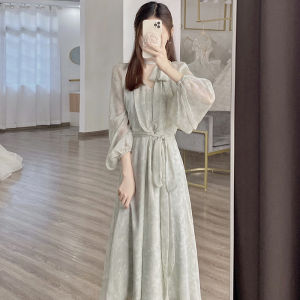 QFN | French Tea Dress Flora Women Elegant Slimming Long Dress