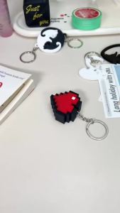 3D Printed Heart Button Keychain Pendant Keychain Model Pendant Decompression Decorative Gift