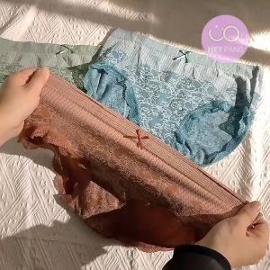 Quần lót tam giác nữ cotton kháng khuẩn cạp cao big size  Quần lót nữ phối ren dễ thương Q06