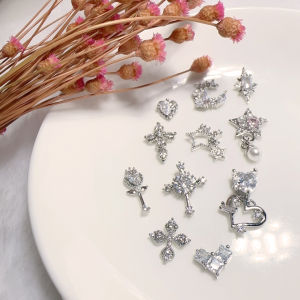 5Pcs Crystal Baroque Style Zirconia Nail Art Multi-Shape Polaris Pearls Nail Decoration Nail Art DIY Accessories for Party