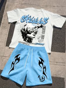 2025 Summer New Street casual Fashion Hip-hop Youthful Vitality 3D printed Breathable lightweight Youth Set