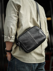 Mens First Layer Leather Soft Shoulder Bag