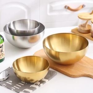 Bộ Bát Inox Dày - 15cm/20cm/25cm Salad Trái Cây Súp Bún Ramen Hỗn Hợp Hộp Đựng Thực Phẩm Thân Thiện Với Môi Trường Bộ Đồ Ăn Nhà Bếp
