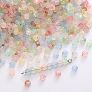 140/280pcs 4mm màu vàng lì Dot đầy màu sắc mặt bicone hạt thủy tinh quyến rũ cho làm đồ trang sức vòng tay tự làm Keychain phụ kiện thủ công