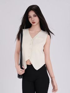 ⚡Port⚡ blouses women new style 2025 Women Design Sense Sleeveless Knit Cardigan Short Knit Vest Retro V-neck Vest