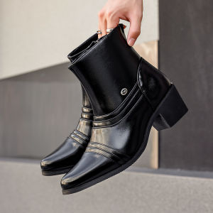 NUDANLAI | Business Casual Vintage Mens High Cut Zipper Leather Chelsea Boots