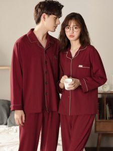 Lycra Cotton Couple Sleepwear Long Sleeve Home Clothes for Bride And Groom Autumn Winter Casual Comfortable Home Suit