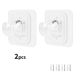 Adjustable Self-Adhesive Curtain Rod Holders for Bathroom & Kitchen - No Drill Easy Install Durable Plastic Hooks