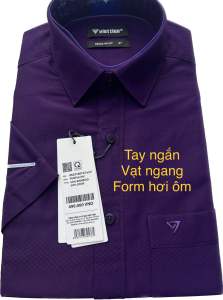 (8N2018) Áo sơ mi Việt Tiến tay ngắn vạt ngang form regular fit hơi ôm vải TRE