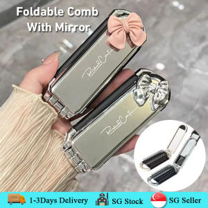 🇸🇬【SG stock】2in1 Portable Airbag Hair Comb with Mirror Foldable/Portable Hair Brush Portable Hair Comb