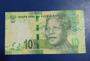 100% Authentic (No Fake Item) Vintage Rare 1918-2018 Commemorative  South Africa 10 Rand Foreign Paper Money Featuring Nelson Mandela/ Rhino