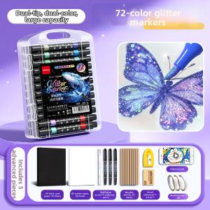 MINGZHUO | Sparkly Double-Headed Watercolor Markers 48 Colors