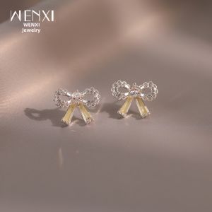 WENXI | Lace Bow Blue Zircon Earrings