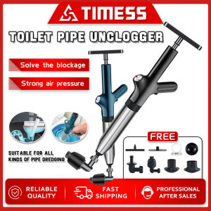 Toilet Pump Plunger Clogged Remover Toilet Bowl Plunger Pump High Pressure Air Drainage Pipe Clogged Remover Sink Drain Cleaner Tools with 4 Replaceable Heads Visual Barometer Stainless Steel for Bath Toilets Shower Bathroom Bathtub Kitchen
