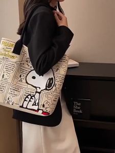Japanese Fashion Peanuts Snoopy Handle Bags For Women High Capacity Trendy Snoopy Shoulder Tote Bag Leisure Cartoon Hot Sale Handle Bags