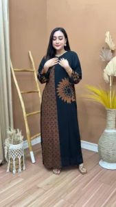 Longdress Batik Cabutan Motif MIRANDA LD 110 PB 130 - Lengan Panjang - Busui Friendly Kancing depan - bahan rayon adem nyaman di pakai - BISA COD