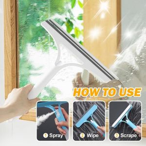 3 In 1 Window Cleaning Squeegee Multi Function Glass Mirror Wiper With Spray Bottle Household Car Cleaner Tools-1/2/3Pcs