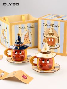 Elyso Star Collaborative Ceramic Cup Gift Box Creative Christmas Couples Water Cup Birthday Gift with Lid American Style Soft Cute
