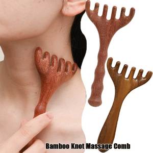 Tự Nhiên Bằng Gỗ răng to tay cầm dài Lược Kinh Tuyến Massage Chống Static Head Sáu Claw Massager thúc đẩy tuần hoàn máu