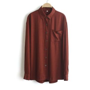 เสื้อเชิ้ตคอโปโลแขนยาวทรงหลวมสไตล์ลำลองสำหรับผู้หญิงในฤดูใบไม้ร่วงปี 2024 ผ้าเลซานิวมินิ ทรงหลวม ทรงหลวม ทรงหลวม