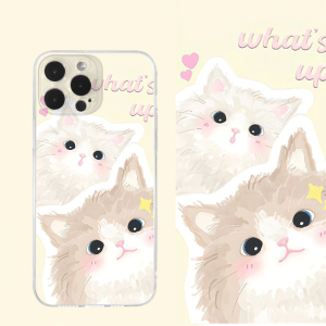 Cute Cat Oil Painting Style Silicone Phone Case for  14 Xiaomi 13 Anti-Fall Huawei Mate40 pro Vivo 15 OPPO Compatible