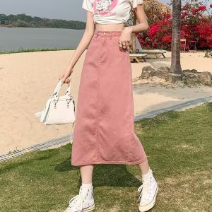 กระโปรงยีนส์ทรงเอเอวสูง ทรงเข้ารูป สไตล์วินเทจ สำหรับผู้หญิง กระโปรงทรงเอเข้ารูปเข้ารูป แฟชั่นฤดูใบไม้ผลิ 2025