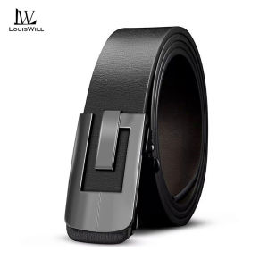 LouisWill Men’s Belt Business Leisure Belt Stylish Automatic Buckle Belt Second-layer Cowhide Waistband Youth Sports Pant Belt Stylish Simple Nice Waistband Durable Belt