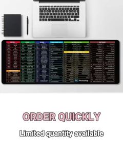 Gaming Mouse Pad Large Size Function Shortcut Key Desk Mat Computer CDR PR PS AI Excel Word and PPT Shortcuts Keyboard Pad Office Mousepad Anti Slip