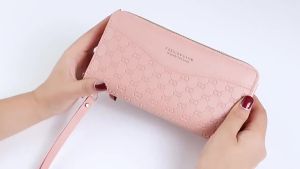 Women Long Wallets with Zipper Luxury Brand Designer Black Pink Womens Money Coin Card Holder Female Purses for Women