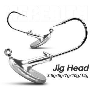 Meredith | MEREDITH 10PCS Blood Slot Jig Head Tumbler Head Fishing Hook 3.5g 5g 7g 10g 14g for Soft Lure Carbon Steel