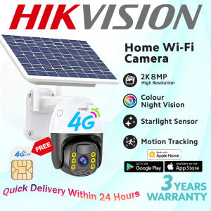 Hikvision FREE 4G SIM card Solar CCTV Camera No Wifi Need Waterproof Alarm Surveillance With Audio and Speaker HD 1080 PTZ With Solar Charging Panel