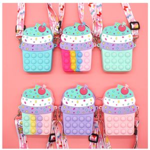 Bayar Di Tempat - Tas Pop It Selempang Bag Lucu Unik Anak Viral / Tas Pop It Cup Cake / Tas Pop It