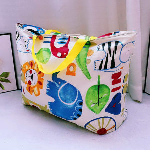 Pure Cotton Childrens Cartoon Duvet Storage Bag Health Eco-friendly Cotton Canvas Nap Blanket Bag Dormitory Bedding Organizer