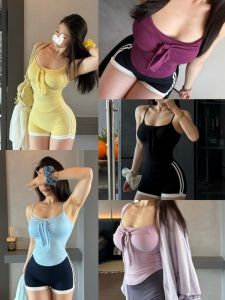 Summer New Butterfly Knot Thin Strap Sports Bra Yoga Fitness Vest with Chest Pad Breathable Nylon Fabric Removable Strap