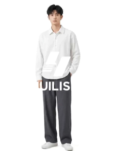 HUILISHI Men Wrinkle-Free Solid White Long Sleeve Shirts Lapel Collar Loose Relaxed Fit Soft Drape Casual Commute Dress Shirts