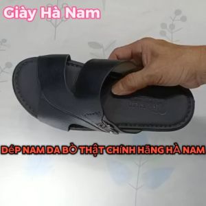 Dép Nam Quai Ngang HA NAM  Da Bò Thật Cao Cấp DNA2220